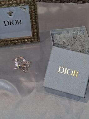 Designer inspired Crystal Logo Brooch Comes With Box.(Frame Is not included)